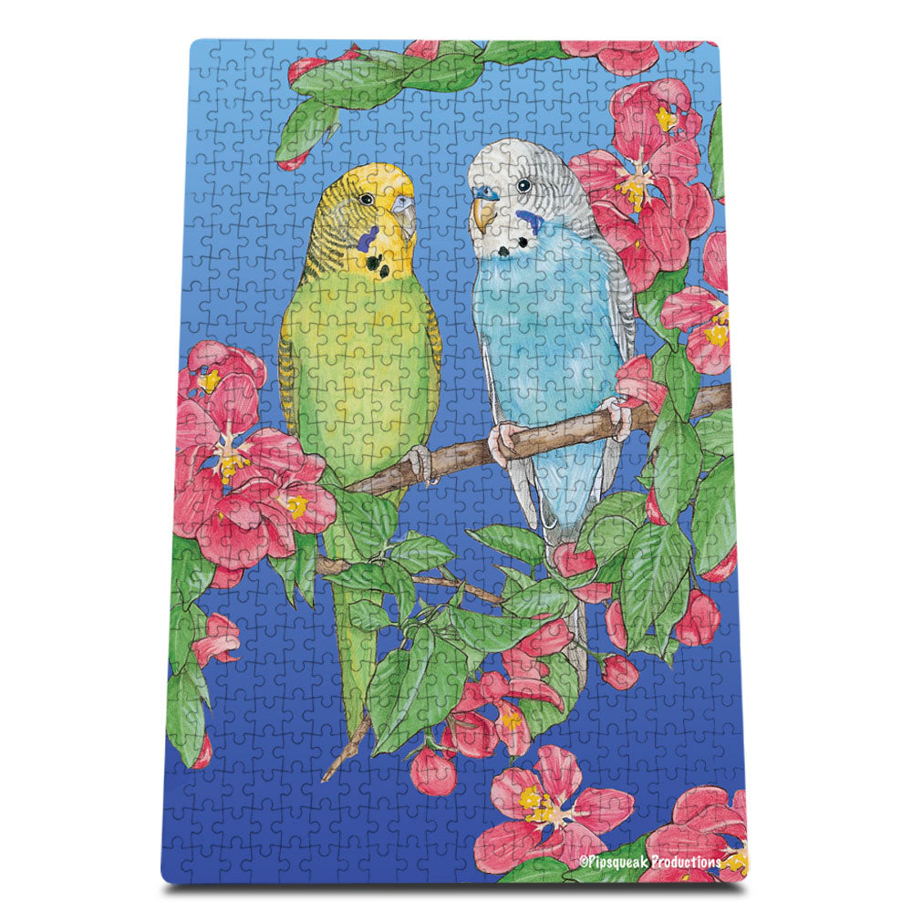 Parakeet Jigsaw Puzzle, 500-piece with reusable Tin, from painting by Mary Badenhop, Art Puzzle, Cute Gifts for Parrot Lovers - Pipsqueakproductions