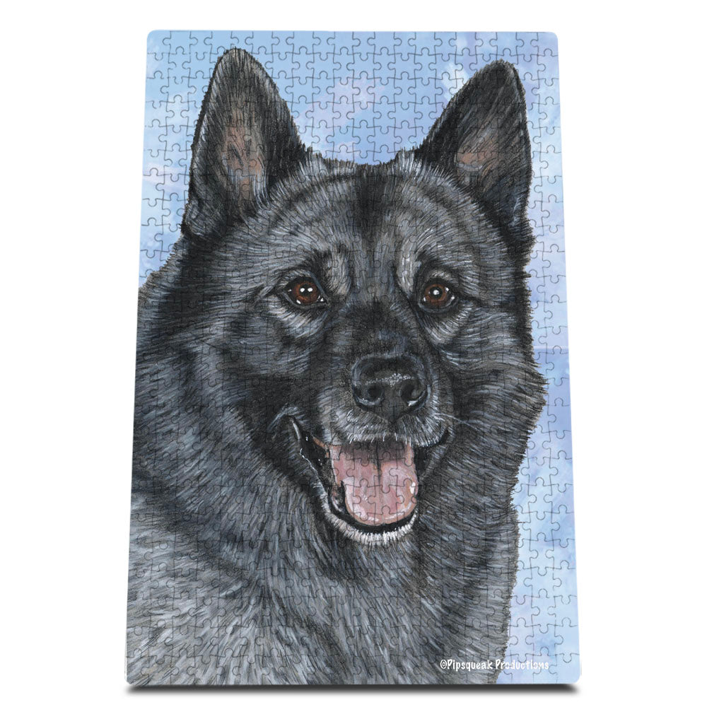 Norwegian Elkhound Jigsaw Puzzle, 500-piece with reusable Tin, from painting by Mary Badenhop, Art Puzzle, Cute Gifts for Dog Lovers - Pipsqueakproductions