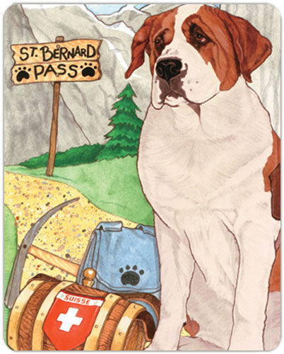 Saint Bernard Cutting Board Tempered Glass, Pet Placemat, 11.5" x 15.5" - Pipsqueakproductions