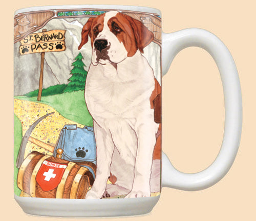 Saint Bernard Ceramic Coffee Mug Tea Cup 15 oz - Pipsqueakproductions