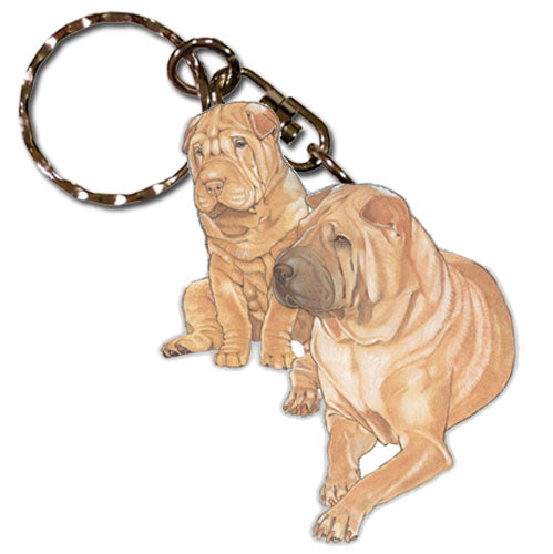 Shar Pei Keychain Wooden - Pipsqueakproductions