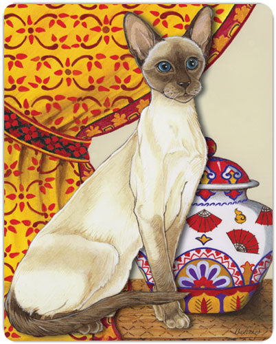 Siamese Cat Cutting Board Tempered Glass, Pet Placemat, 11.5" x 15.5" - Pipsqueakproductions