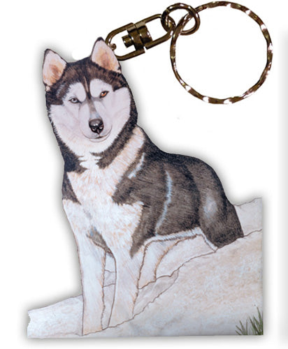 Siberian Husky Keychain Wooden - Pipsqueakproductions