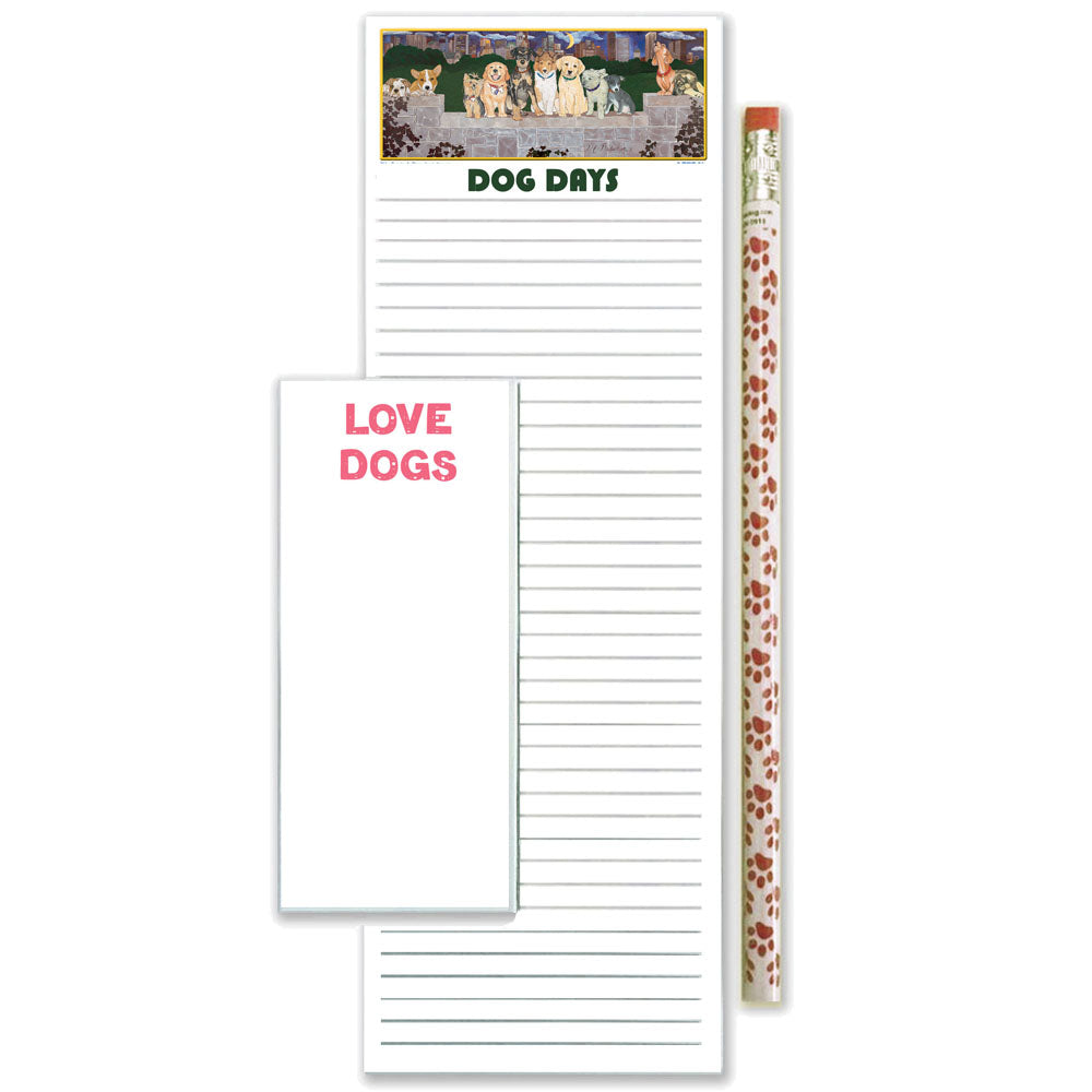 Dog Days To Do List Magnetic Shopping Pad Notepad & Pencil Gift Set - Pipsqueakproductions