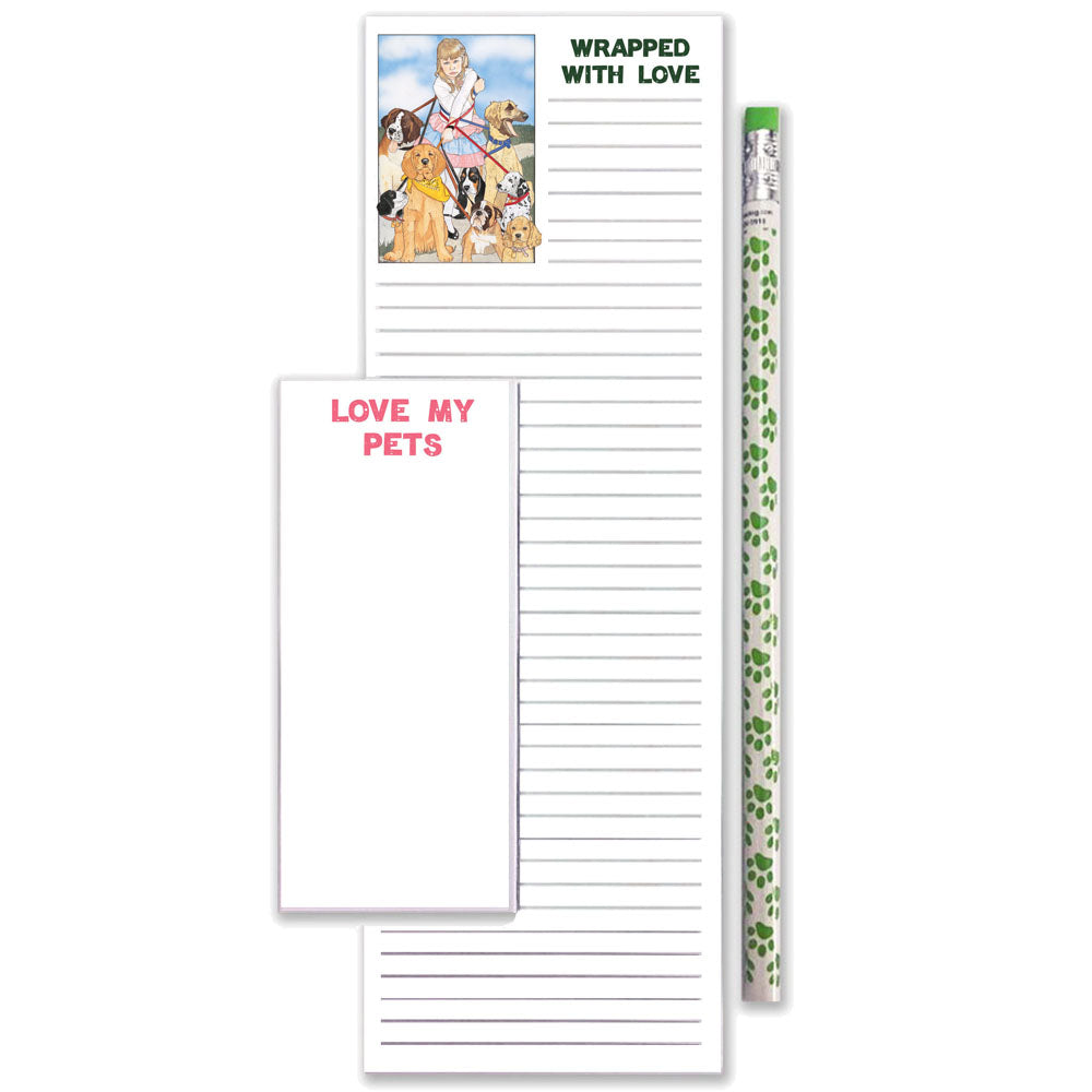 Dog Walker To Do List Magnetic Shopping Pad Notepad & Pencil Gift Set - Pipsqueakproductions