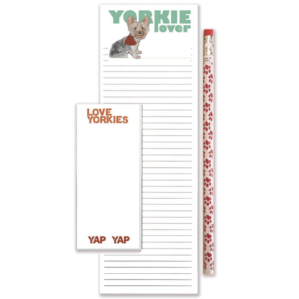 Yorkie To Do List Magnetic Shopping Pad Notepad & Pencil Gift Set - Pipsqueakproductions