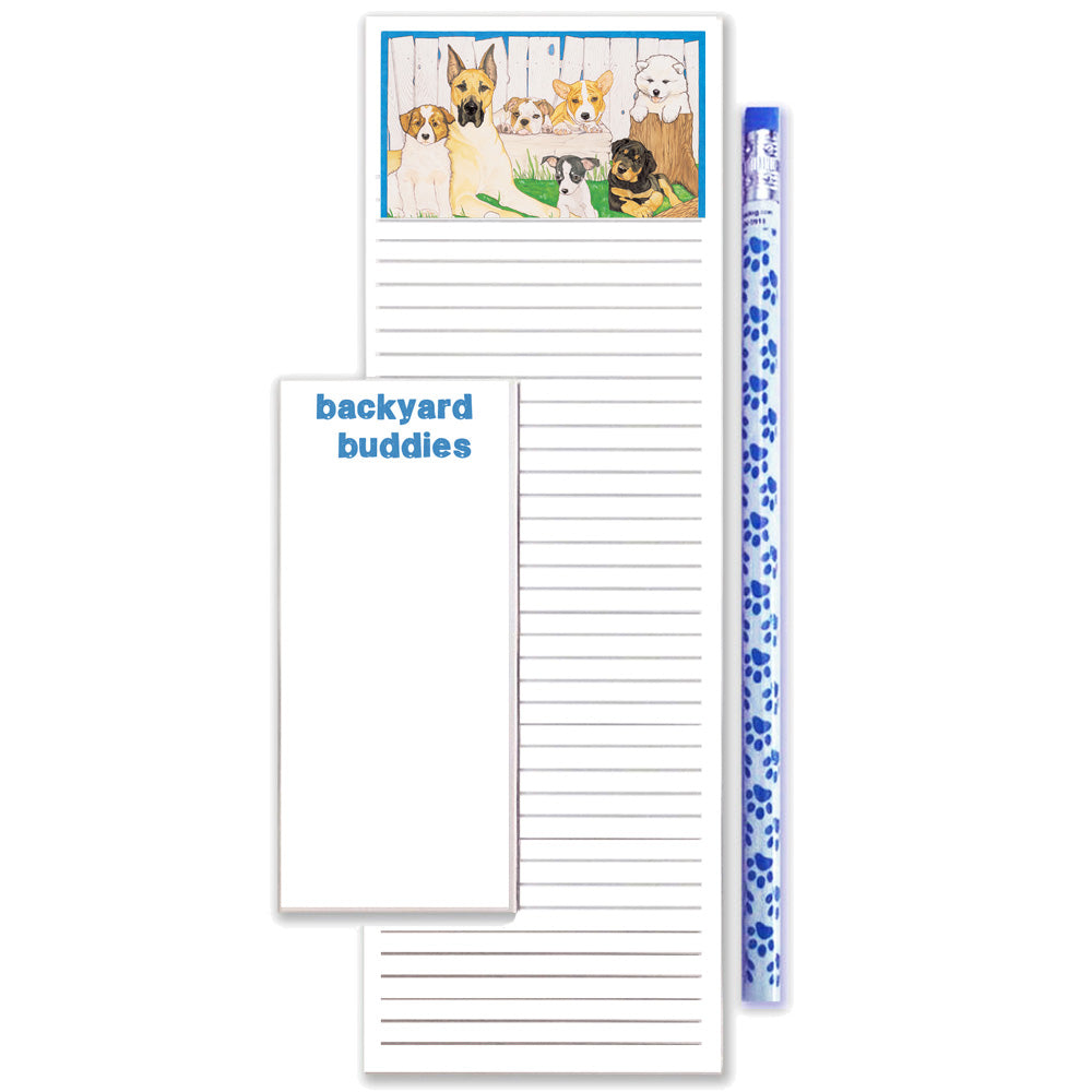 Dogs Out by the Log To Do List Magnetic Shopping Pad Notepad & Pencil Gift Set - Pipsqueakproductions