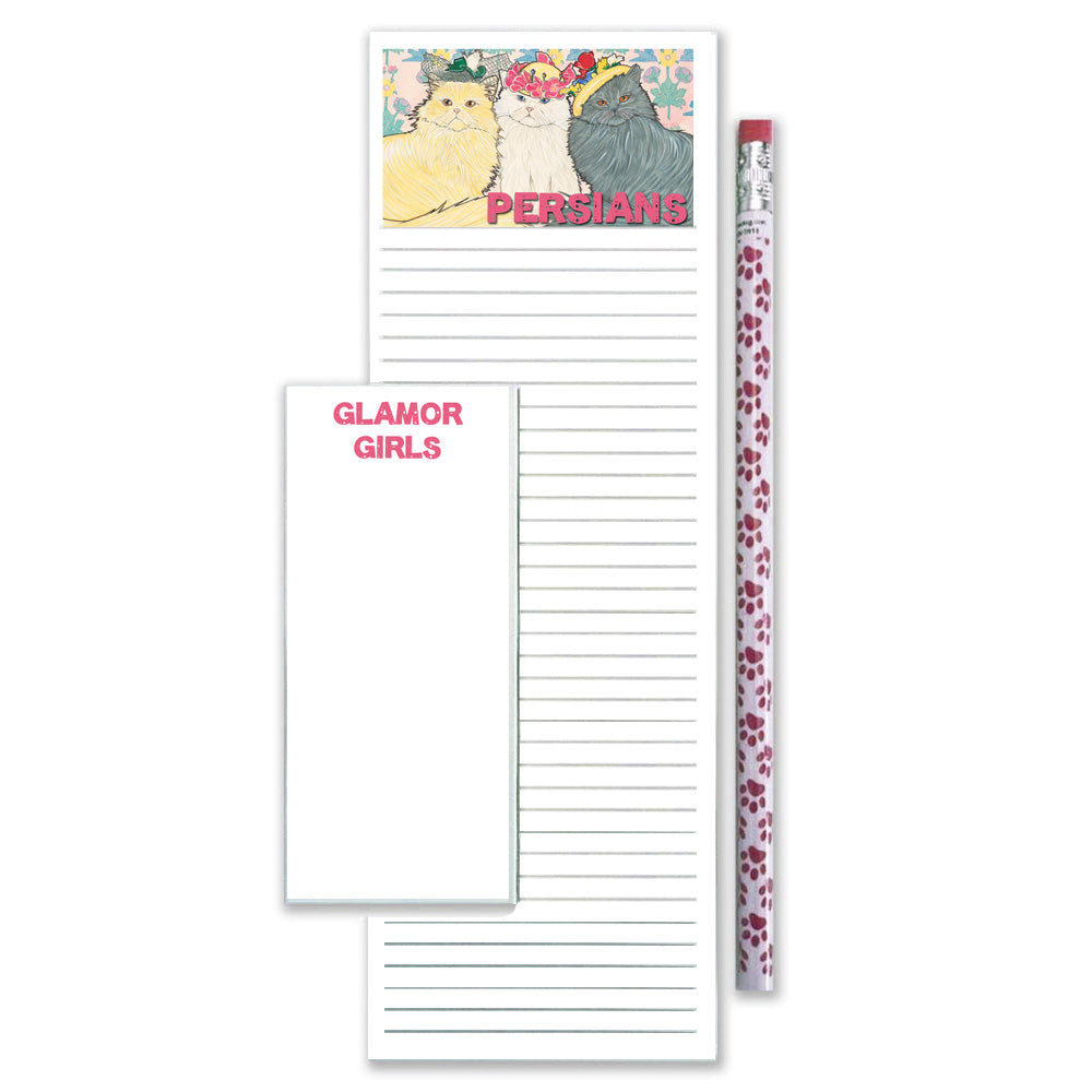 Persian Cat To Do List Magnetic Shopping Pad Notepad & Pencil Gift Set - Pipsqueakproductions