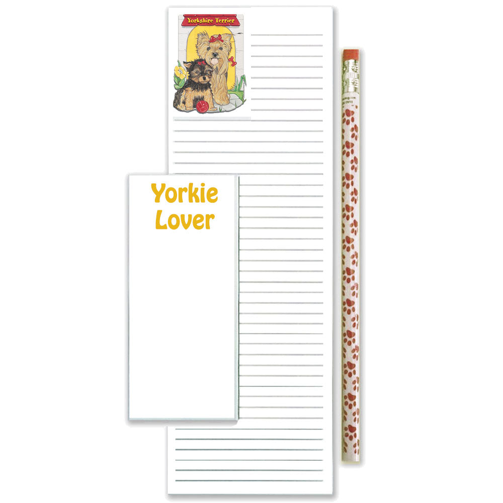 Yorkie To Do List Magnetic Shopping Pad Notepad & Pencil Gift Set - Pipsqueakproductions