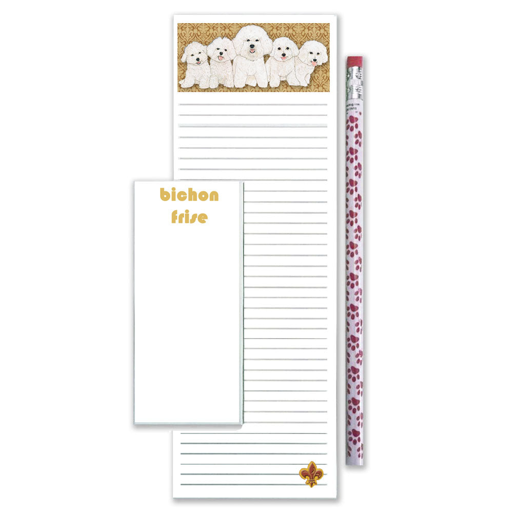 Bichon Frise To Do List Magnetic Shopping Pad Notepad & Pencil Gift Set - Pipsqueakproductions