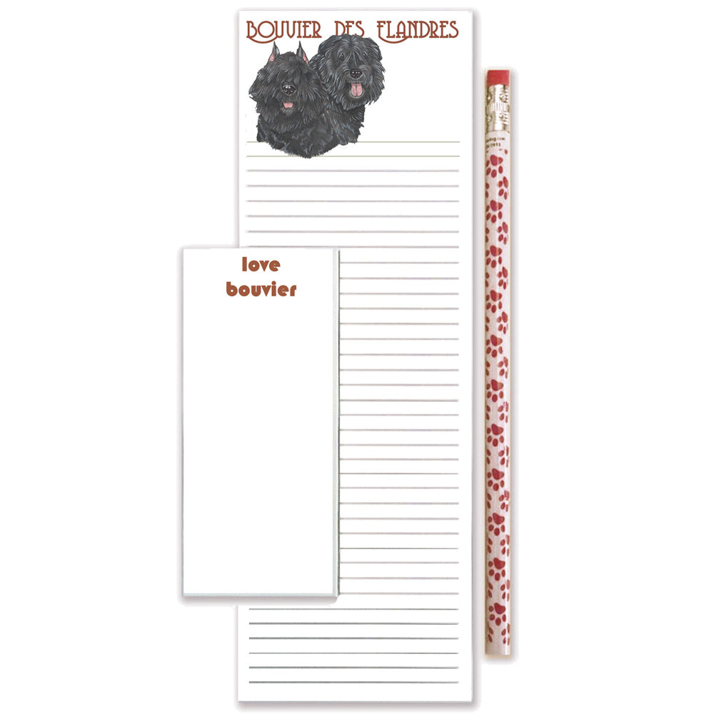 Bouvier des Flandres To Do List Magnetic Shopping Pad Notepad & Pencil Gift Set - Pipsqueakproductions