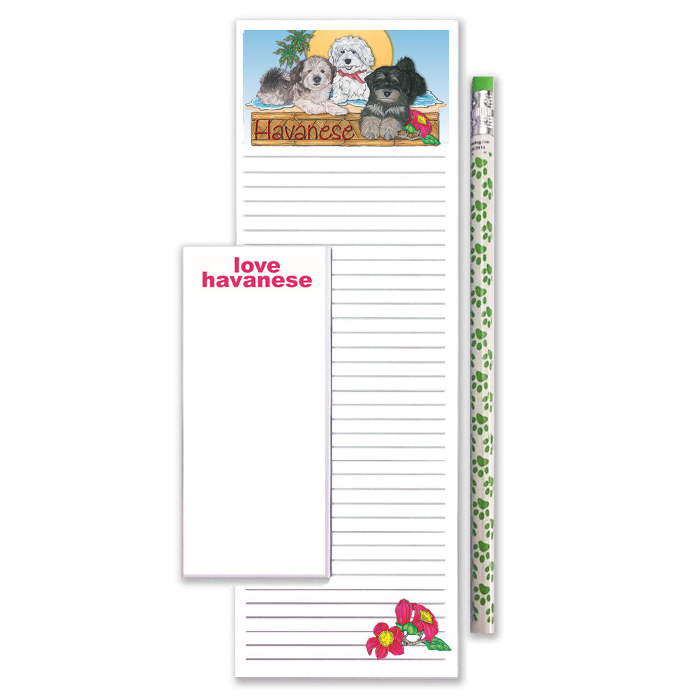 Havanese To Do List Magnetic Shopping Pad Notepad & Pencil Gift Set - Pipsqueakproductions