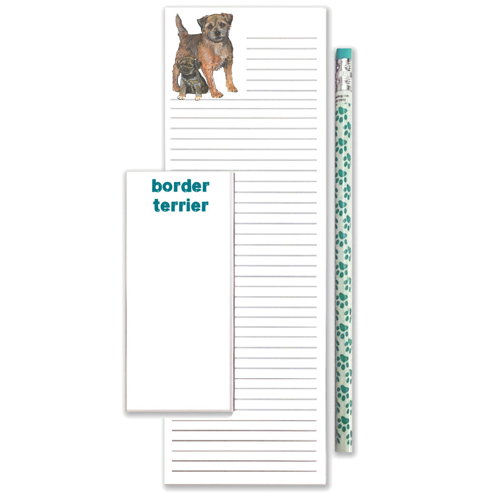 Border Terrier To Do List Magnetic Shopping Pad Notepad & Pencil Gift Set - Pipsqueakproductions