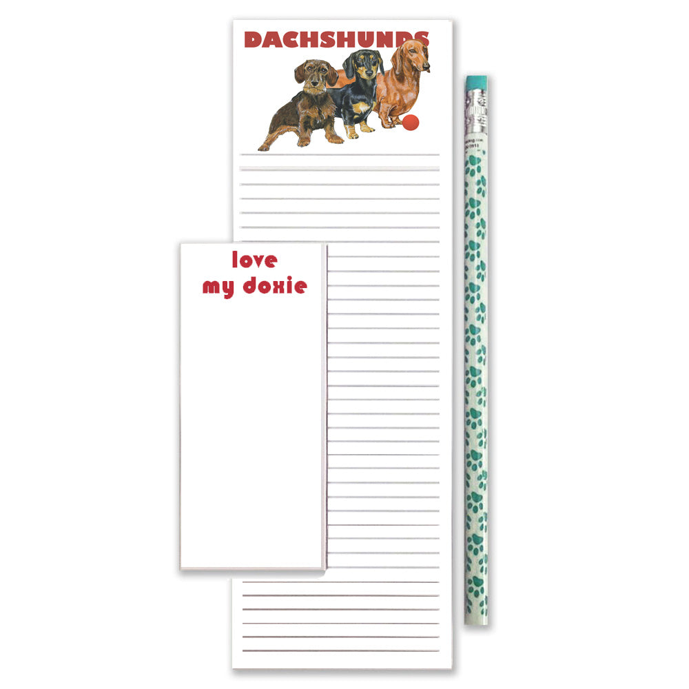 Dachshund To Do List Magnetic Shopping Pad Notepad & Pencil Gift Set - Pipsqueakproductions