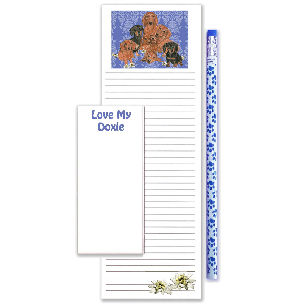 Dachshund To Do List Magnetic Shopping Pad Notepad & Pencil Gift Set - Pipsqueakproductions