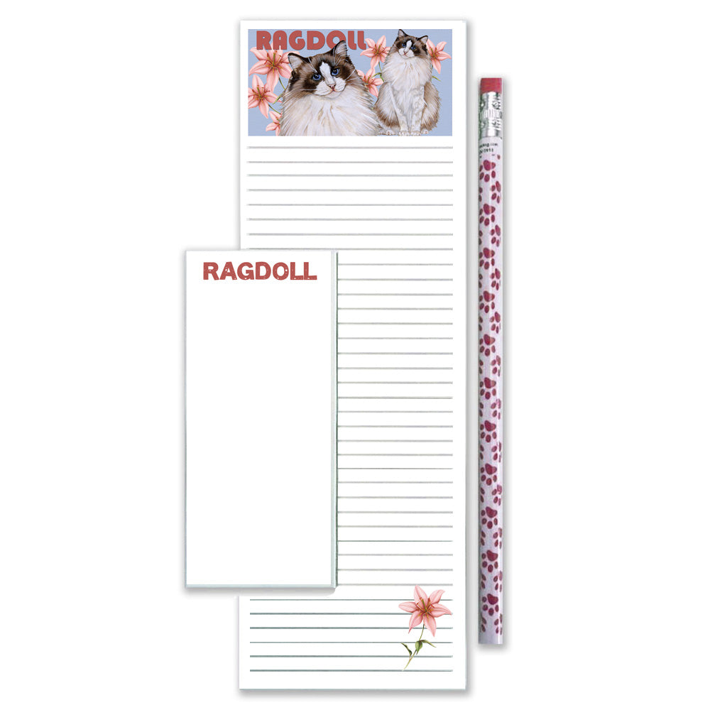 Ragdoll Cat To Do List Magnetic Shopping Pad Notepad & Pencil Gift Set - Pipsqueakproductions