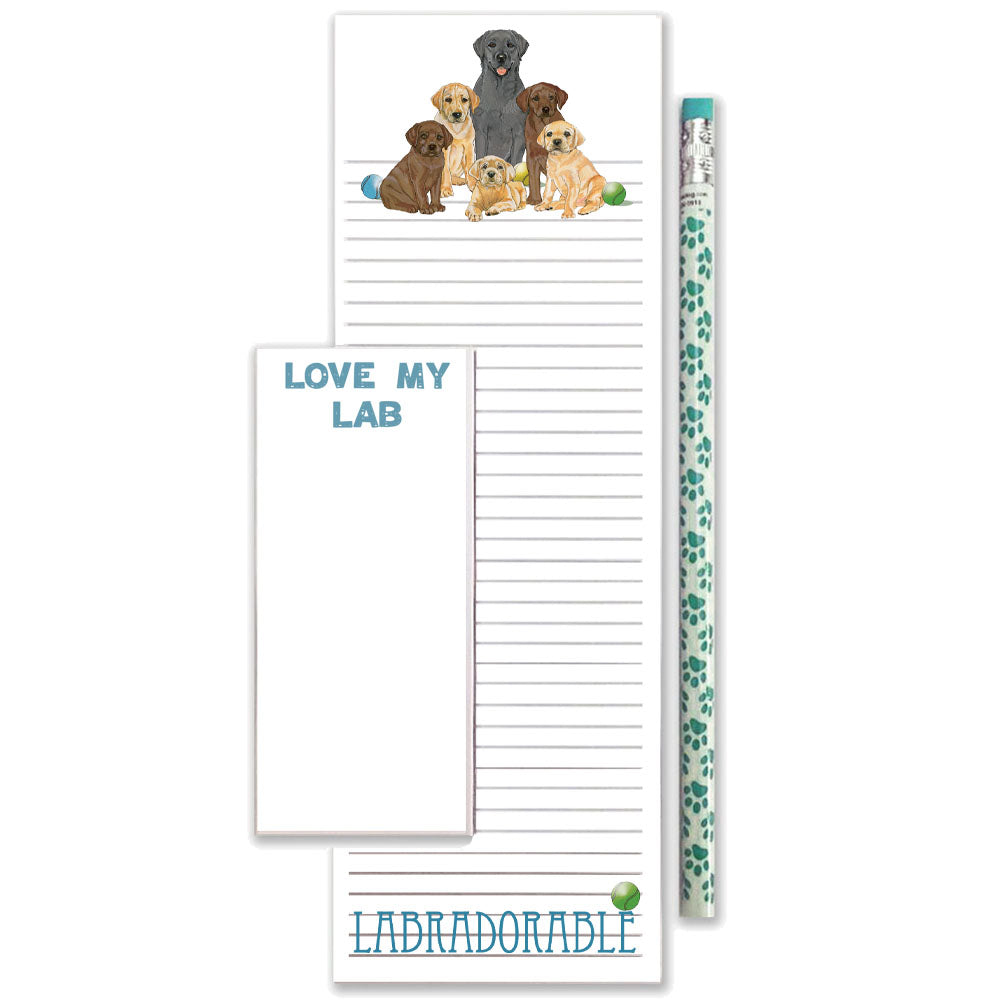 Labrador Retrievers Lab Group To Do List Magnetic Shopping Pad Notepad & Pencil Gift Set - Pipsqueakproductions