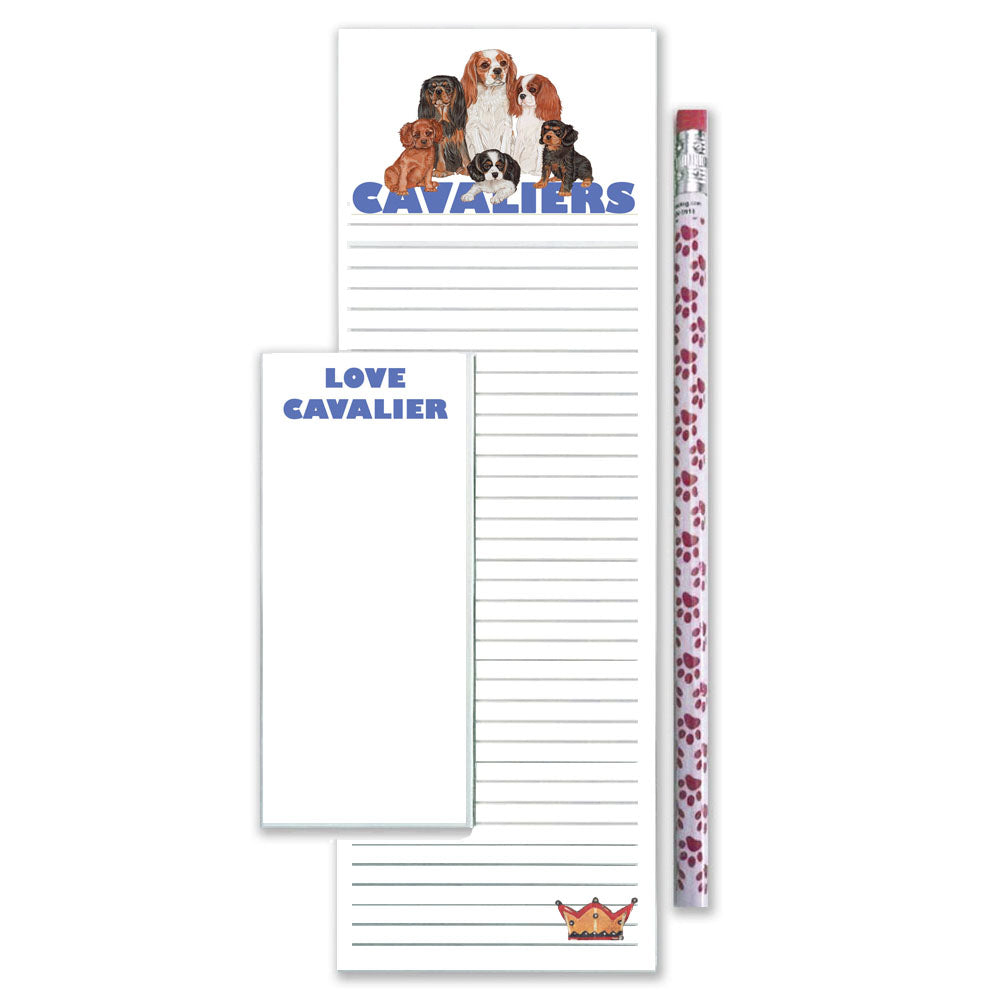 Cavalier King Charles Family To Do List Magnetic Shopping Pad Notepad & Pencil Gift Set - Pipsqueakproductions