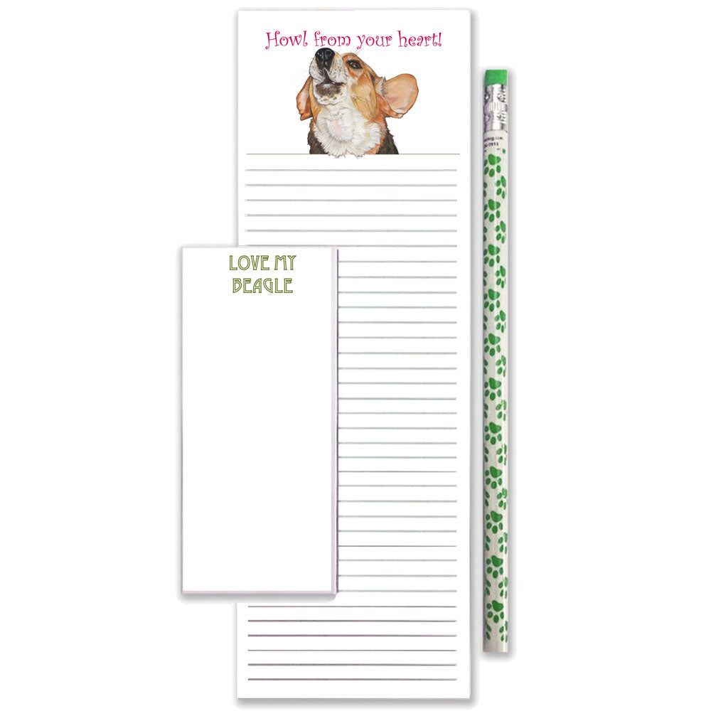 Beagle To Do List Magnetic Shopping Pad Notepad & Pencil Gift Set - Pipsqueakproductions