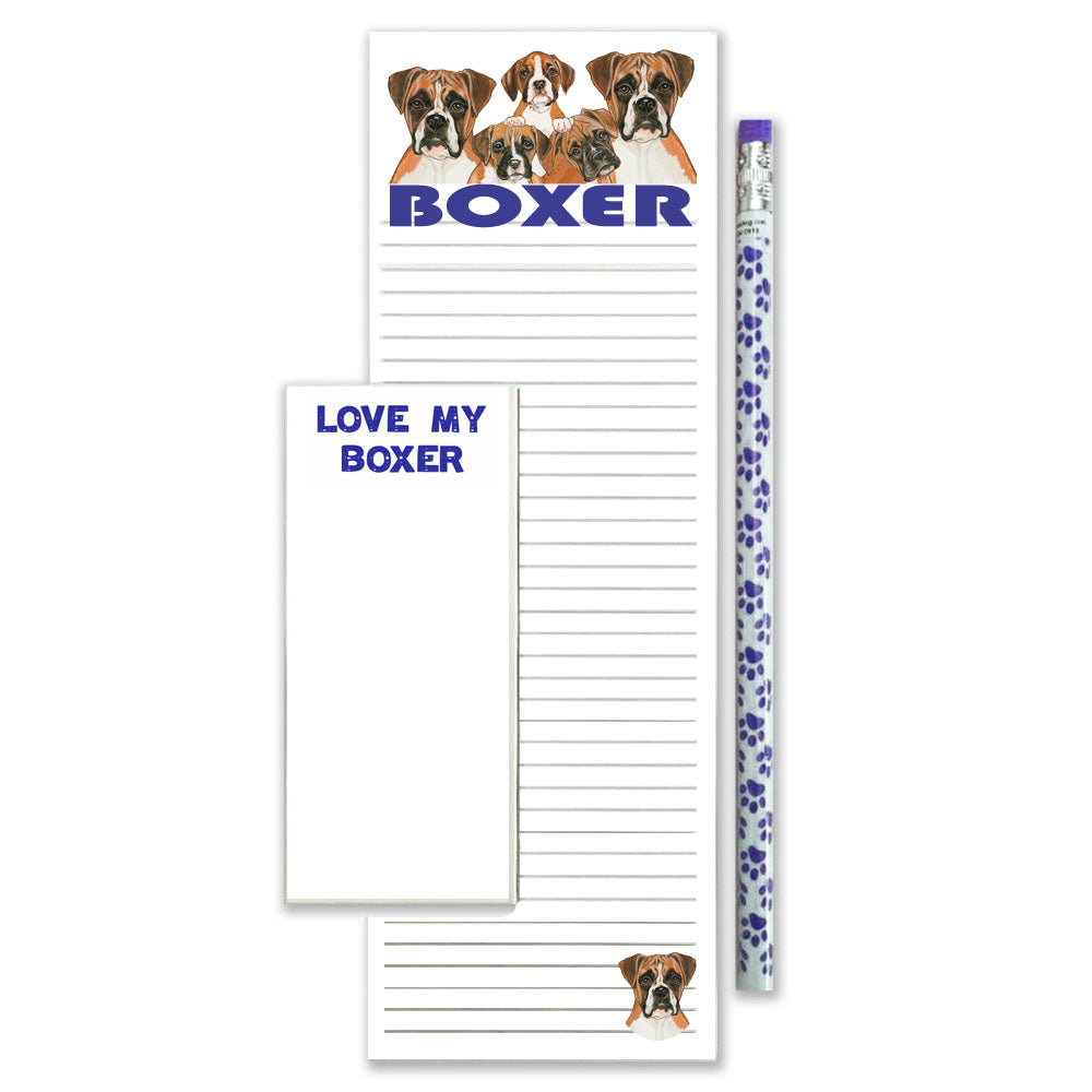 Boxer Family To Do List Magnetic Shopping Pad Notepad & Pencil Gift Set - Pipsqueakproductions