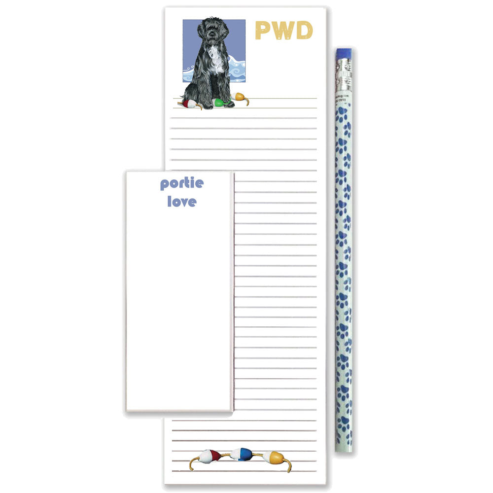 Portuguese Water Dog To Do List Magnetic Shopping Pad Notepad & Pencil Gift Set - Pipsqueakproductions