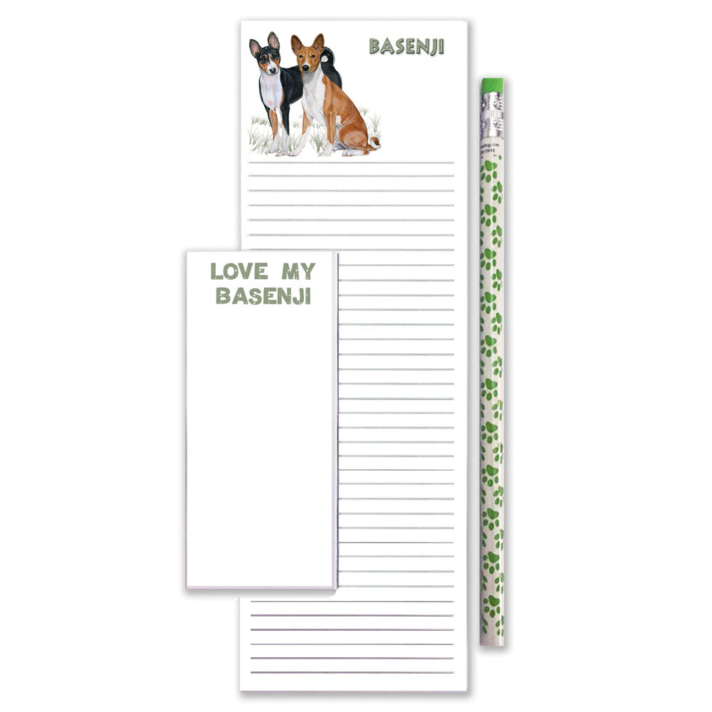 Basenji To Do List Magnetic Shopping Pad Notepad & Pencil Gift Set - Pipsqueakproductions