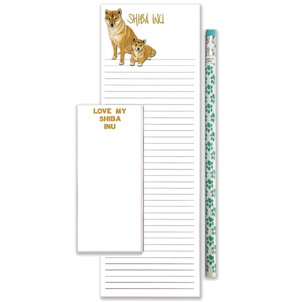 Shiba Inu To Do List Magnetic Shopping Pad Notepad & Pencil Gift Set - Pipsqueakproductions