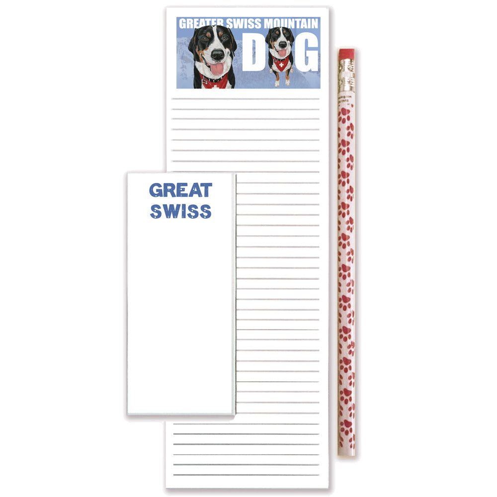 Greater Swiss Mountain Dog To Do List Magnetic Shopping Pad Notepad & Pencil Gift Set - Pipsqueakproductions
