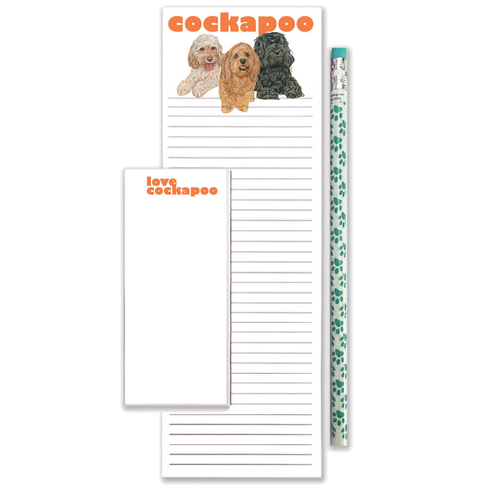 Cockapoo To Do List Magnetic Shopping Pad Notepad & Pencil Gift Set - Pipsqueakproductions
