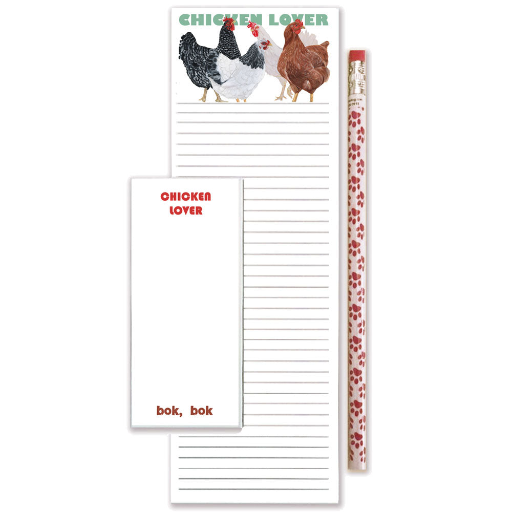 Chicken Hen Group To Do List Magnetic Shopping Pad Notepad & Pencil Gift Set - Pipsqueakproductions