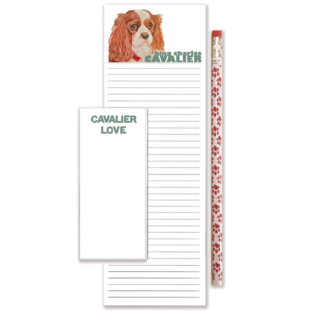Cavalier King Charles Blenheim To Do List Magnetic Shopping Pad Notepad & Pencil Gift Set - Pipsqueakproductions