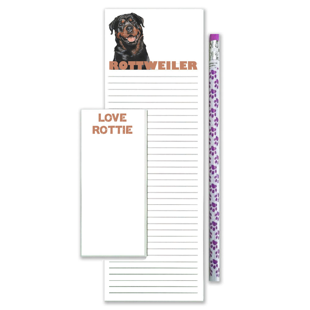 Rottweiler To Do List Magnetic Shopping Pad Notepad & Pencil Gift Set - Pipsqueakproductions