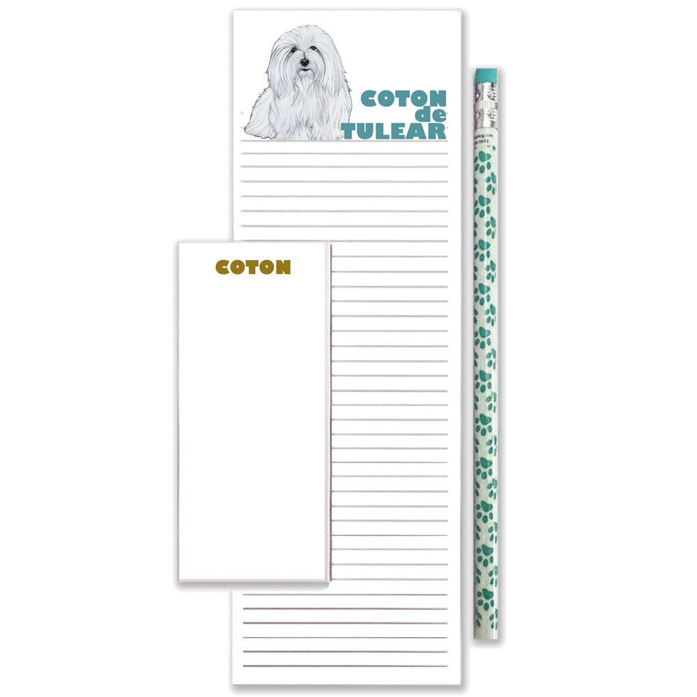 Coton de Tulear To Do List Magnetic Shopping Pad Notepad & Pencil Gift Set - Pipsqueakproductions