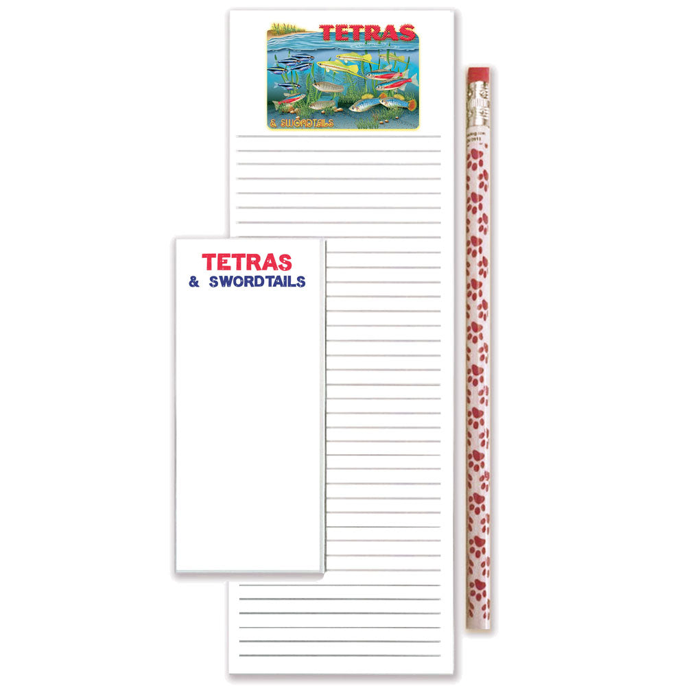Fish Tetra To Do List Magnetic Shopping Pad Notepad & Pencil Gift Set - Pipsqueakproductions