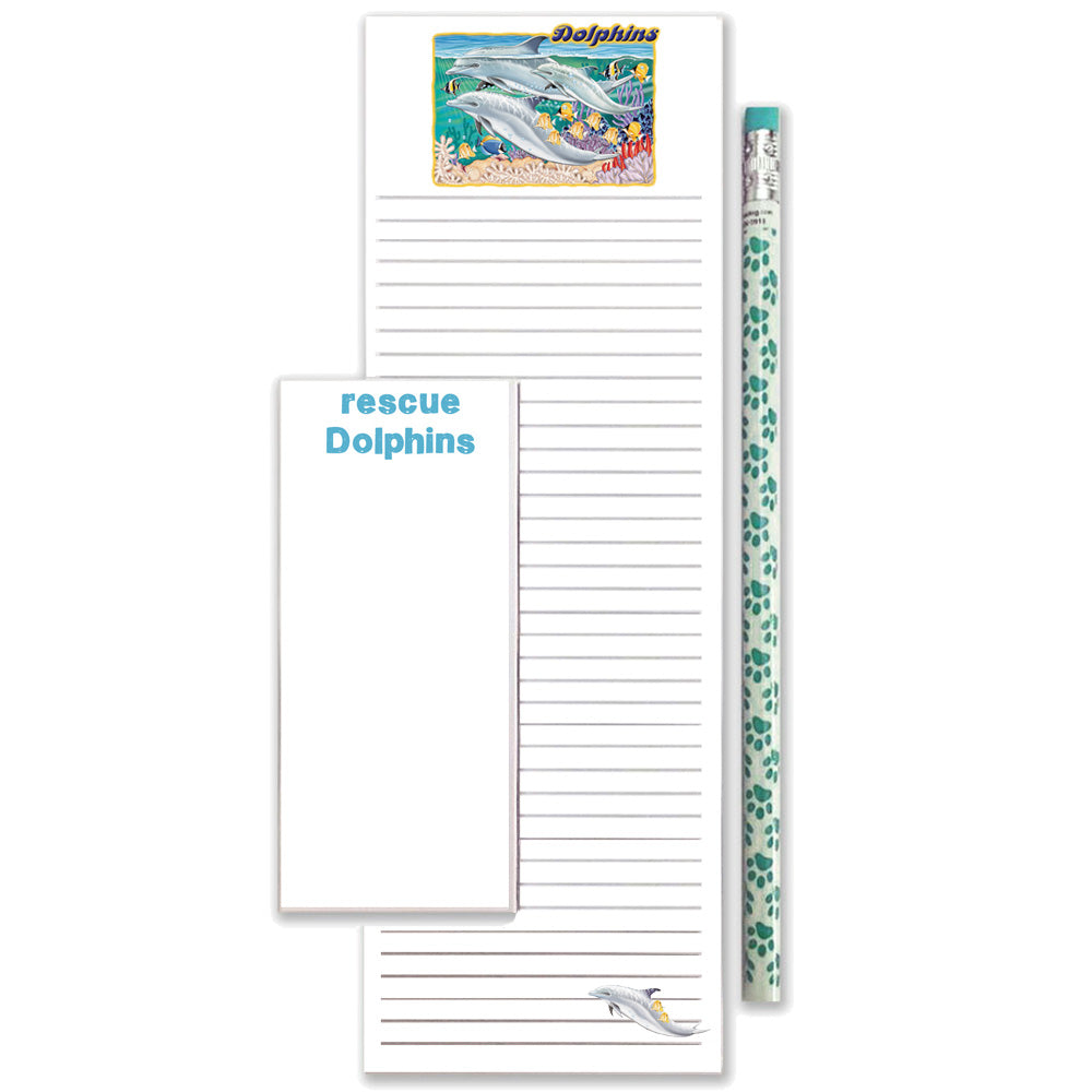 Dolphin To Do List Magnetic Shopping Pad Notepad & Pencil Gift Set - Pipsqueakproductions