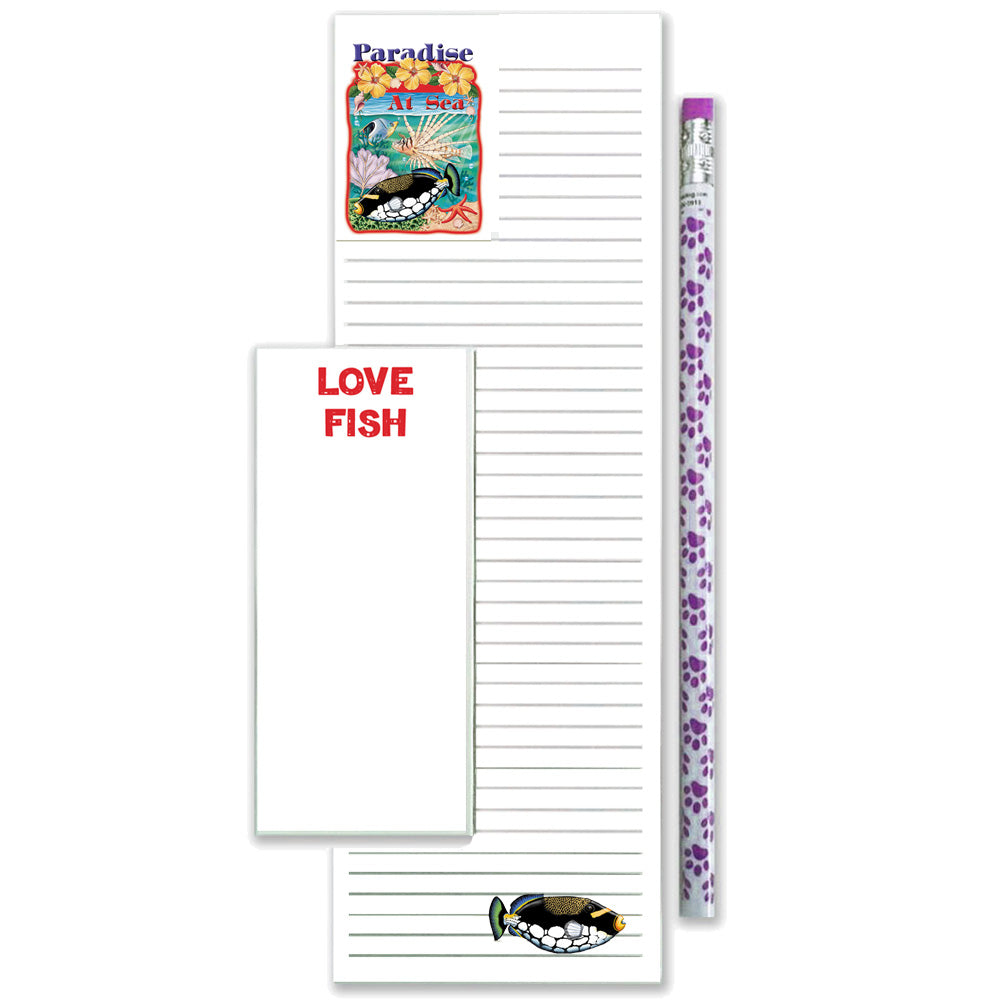 Fish Triggerfish To Do List Magnetic Shopping Pad Notepad & Pencil Gift Set - Pipsqueakproductions