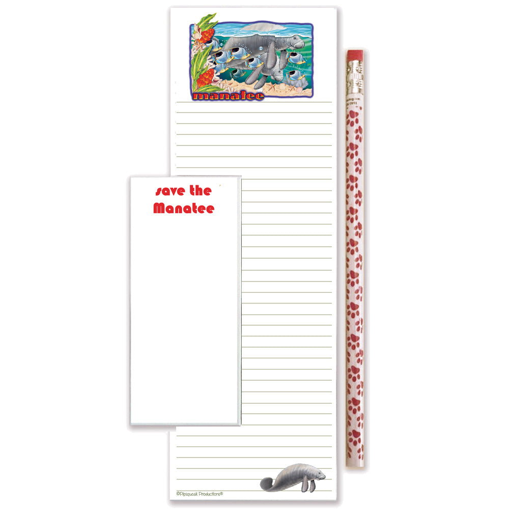 Manatee To Do List Magnetic Shopping Pad Notepad & Pencil Gift Set - Pipsqueakproductions