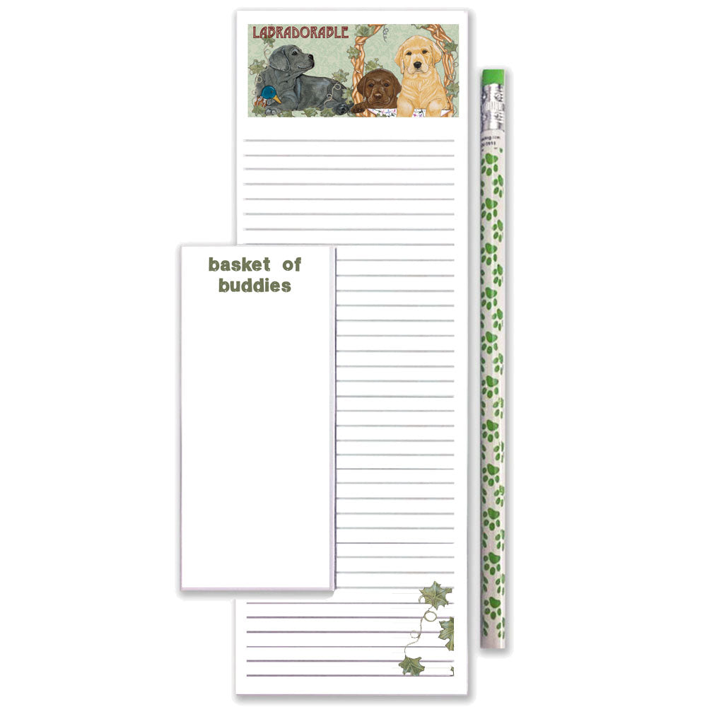 Labrador Retriever Pups To Do List Magnetic Shopping Pad Notepad & Pencil Gift Set - Pipsqueakproductions
