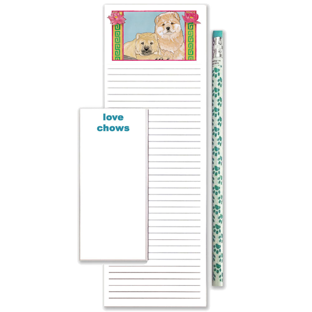 Chow To Do List Magnetic Shopping Pad Notepad & Pencil Gift Set - Pipsqueakproductions