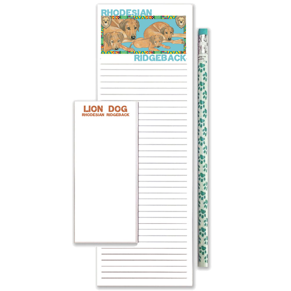 Rhodesian Ridgeback To Do List Magnetic Shopping Pad Notepad & Pencil Gift Set - Pipsqueakproductions
