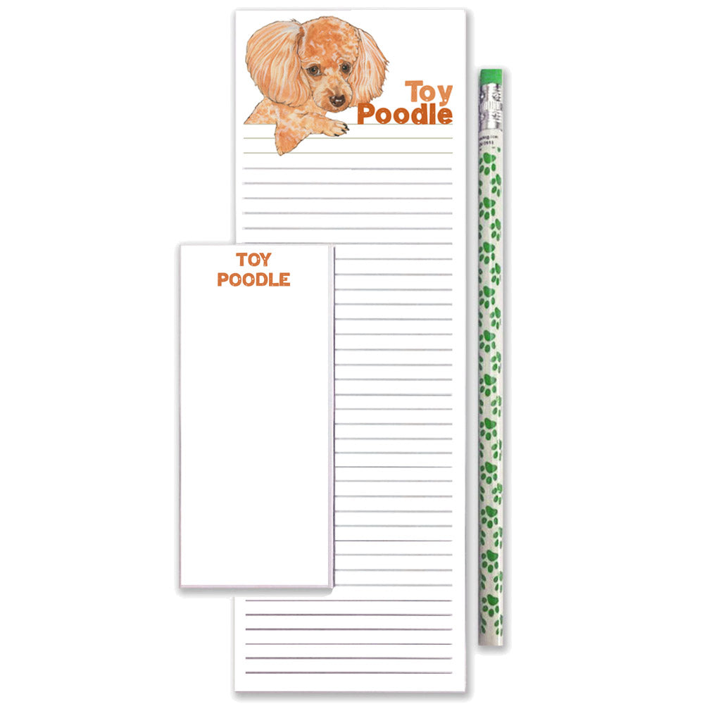 Poodle Apricot Toy To Do List Magnetic Shopping Pad Notepad & Pencil Gift Set - Pipsqueakproductions