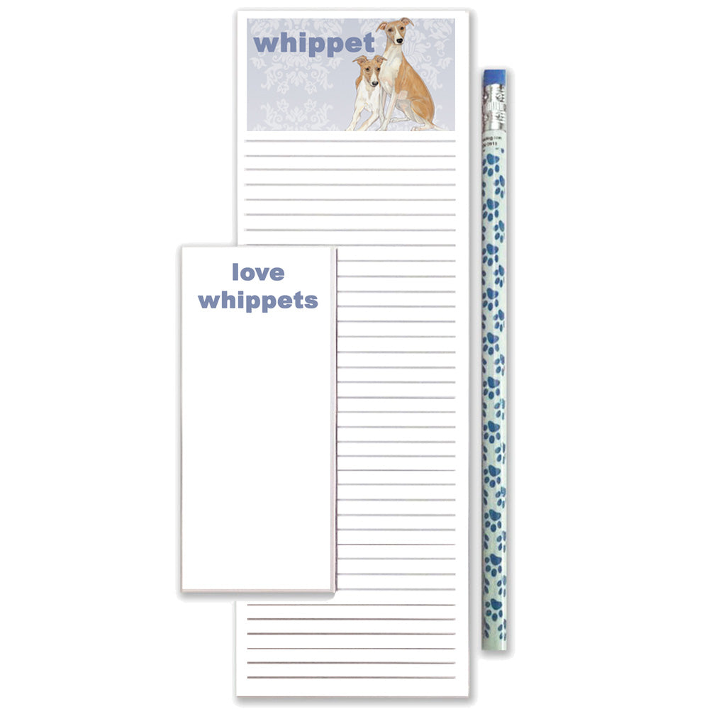 Whippet To Do List Magnetic Shopping Pad Notepad & Pencil Gift Set - Pipsqueakproductions