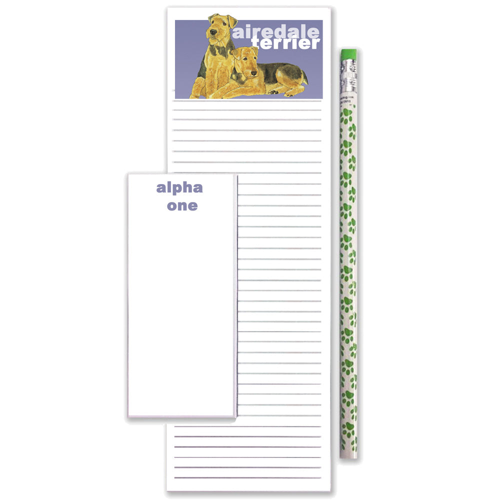 Airedale Terrier To Do List Magnetic Shopping Pad Notepad & Pencil Gift Set - Pipsqueakproductions