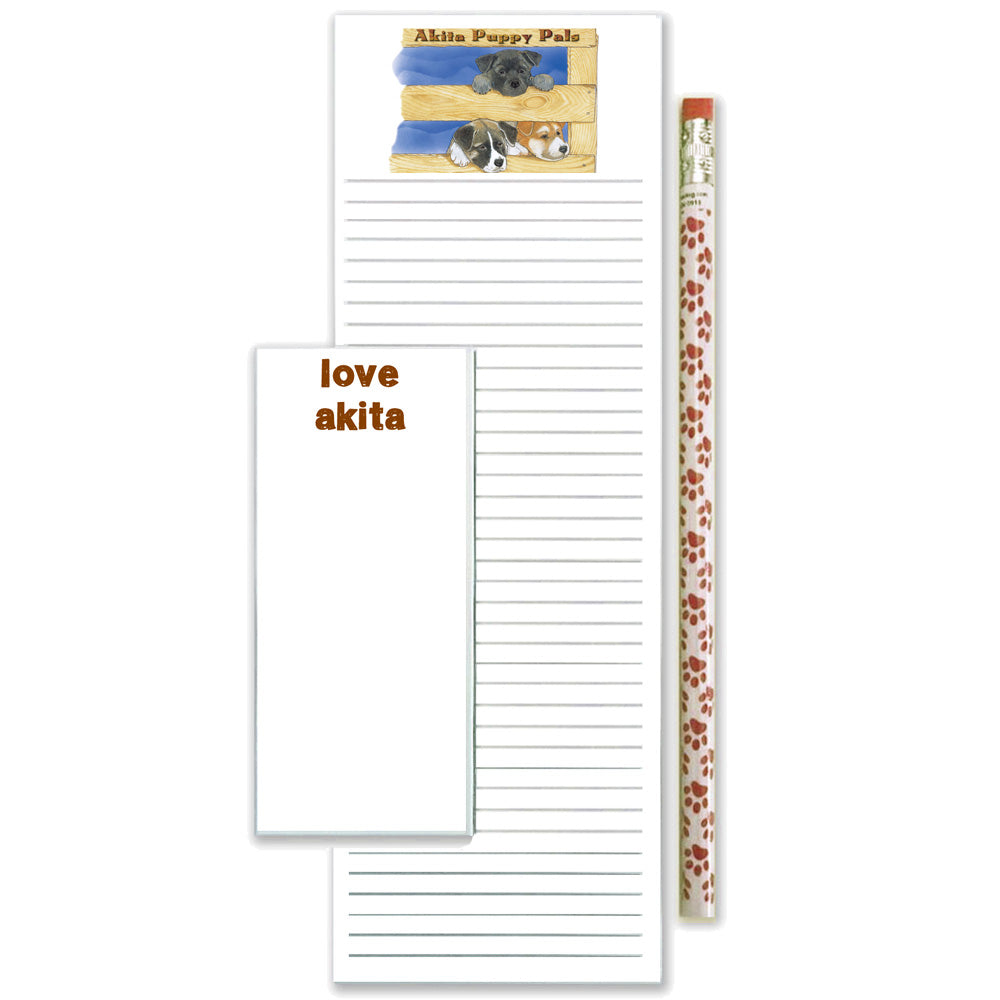 Akita To Do List Magnetic Shopping Pad Notepad & Pencil Gift Set - Pipsqueakproductions