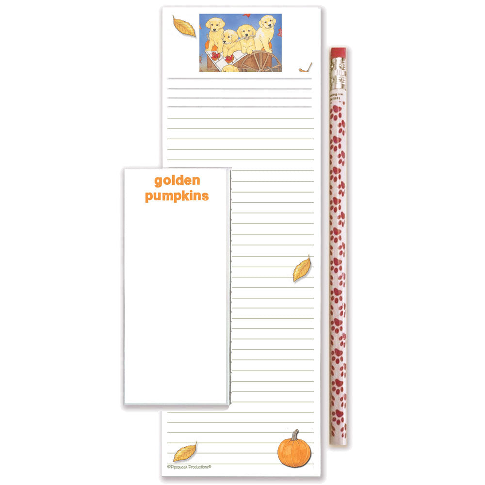 Golden Retriever To Do List Magnetic Shopping Pad Notepad & Pencil Gift Set - Pipsqueakproductions