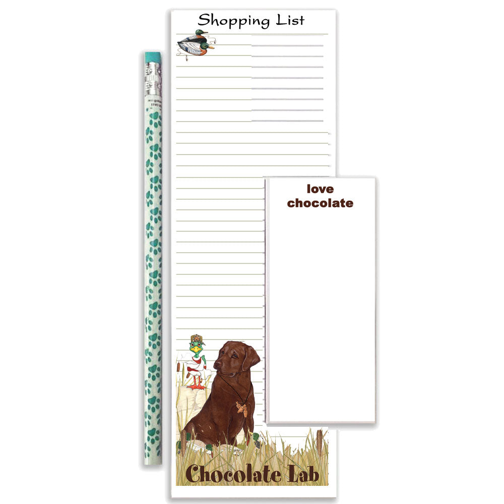 Labrador Retriever Chocolate Lab To Do List Magnetic Shopping Pad Notepad & Pencil Gift Set - Pipsqueakproductions