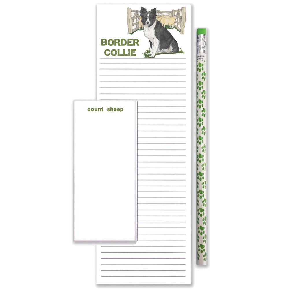 Border Collie To Do List Magnetic Shopping Pad Notepad & Pencil Gift Set - Pipsqueakproductions