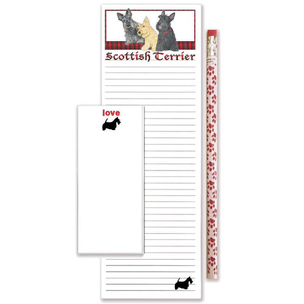Scottish Terrier To Do List Magnetic Shopping Pad Notepad & Pencil Gift Set - Pipsqueakproductions