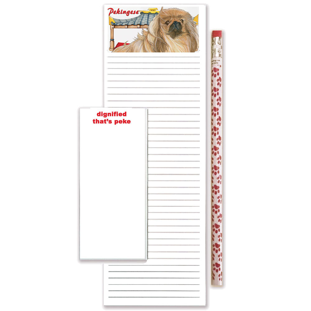 Pekingese To Do List Magnetic Shopping Pad Notepad & Pencil Gift Set - Pipsqueakproductions