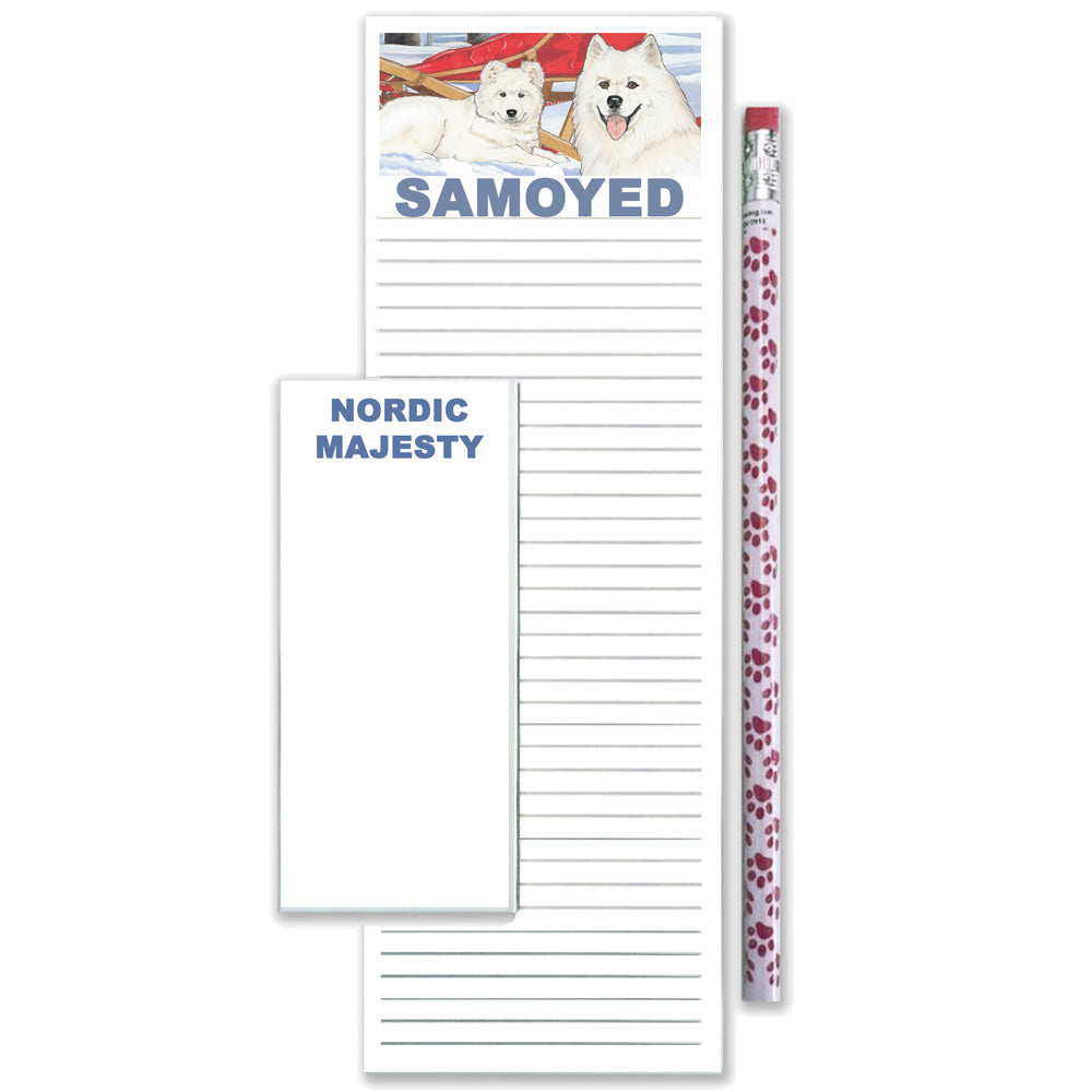 Samoyed To Do List Magnetic Shopping Pad Notepad & Pencil Gift Set - Pipsqueakproductions